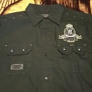 COOGI Black Collared Button-Up Short Sleeve